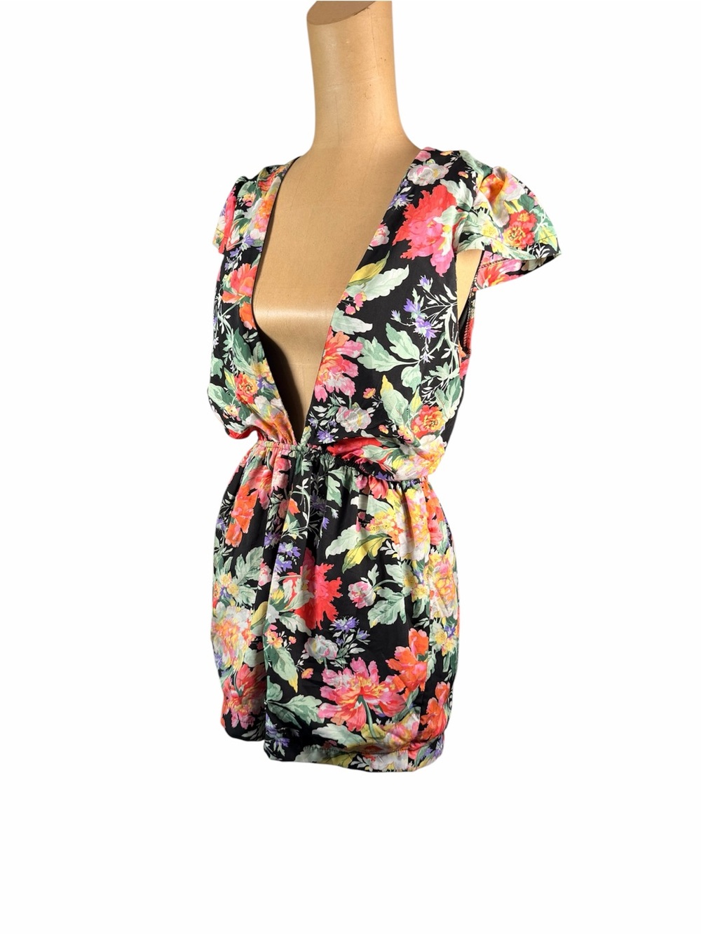 REVERSE Floral Deep V Neck Romper